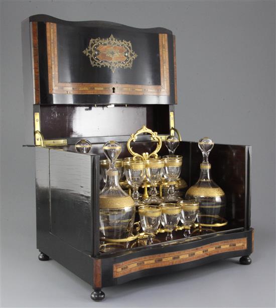 A Louis Philippe marquetry inlaid liqueur casket, 13in.